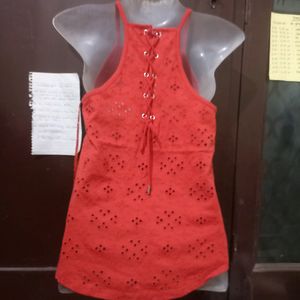 Orange Beautiful Top With Back Knots