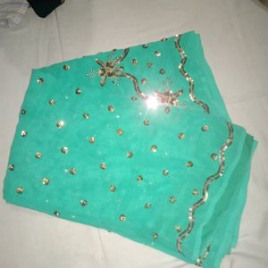 Women Cyan Colour Ke Sarees