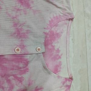 Pink and White  Tie Dye Crop Top