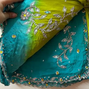 Partywear Cut work Heavy Saree