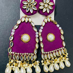 Fabric Fancy Long Size Earrings