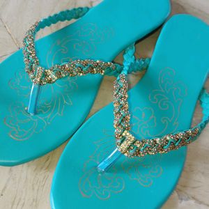 Sea Green Colour Sandals For Women And Girls