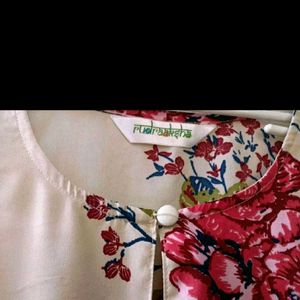 Printed Floral Kurta With Free Gift 🎁