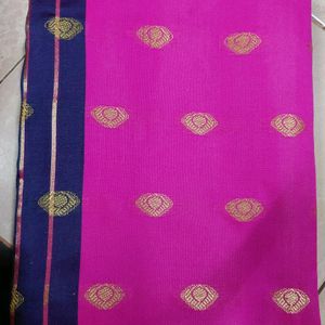 Dark Pink Polyester Saree With Butta Work