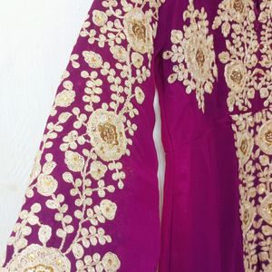 Women Anarkali Dress With Dupatta And Leggings