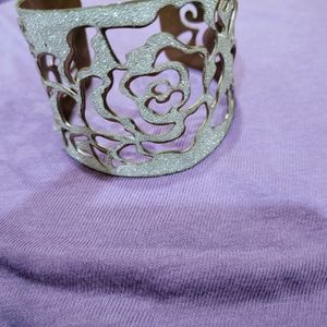 Rose Cutout Glitter Cuff Bracelet