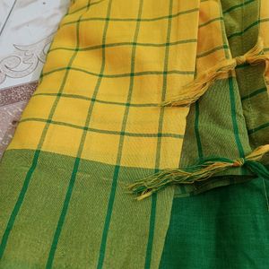 Cotton Yellow Saree