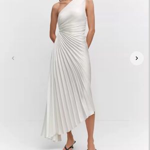 One-Shoulder Pleated Maxi Dress