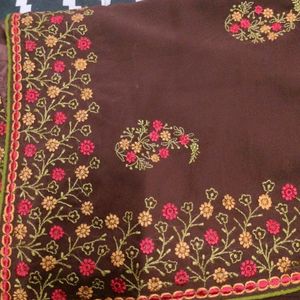 Brown Embroidery Saree