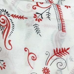 Beautiful White And Red Art silk Saree