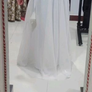 White Georgette  Umbrella Long Skirt