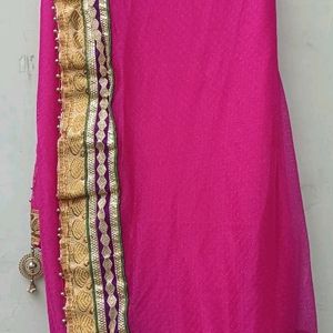 Pink Saree With Blouse Attached