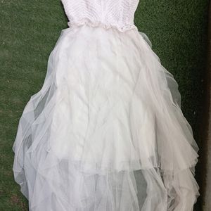 WHITE PARTY WEAR RUFFLE DRESS