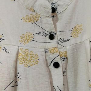 White Flower Print Shirt