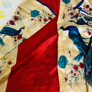 Peacock Print Saree