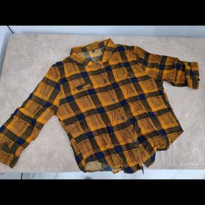 Mustard Check Shirt Top