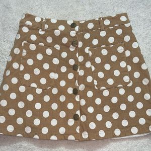 Khaki Polka Dot Skirt