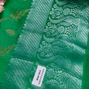 Raw Silk Green Saree