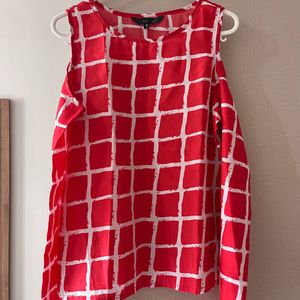 Red Cut Sleeves Top