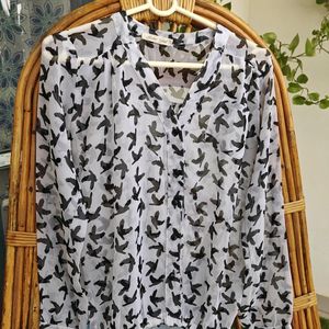 Bird Printed White Top