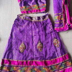 Radha Garba (Purple) Lehenga Choli Kids