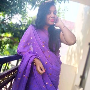 Purple Georgette Saree