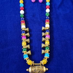 Multicolored Moti Necklace.