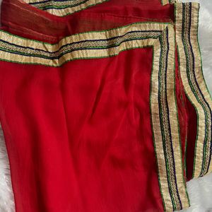 Long Heavy Border Red Dupatta