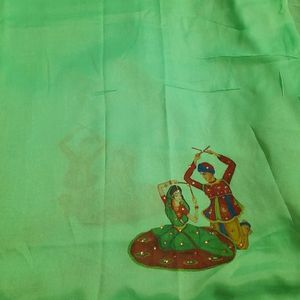 Fluorescent Green Designer Saree with Blouse