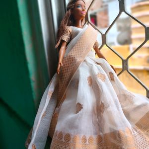 Kerla Style Half Saree For Barbie Doll 🤍