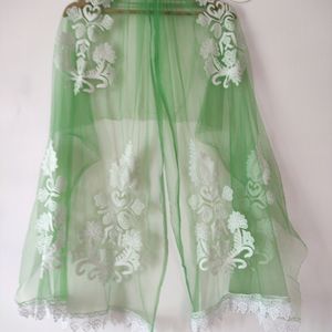 Green Net Embroidered Dupatta