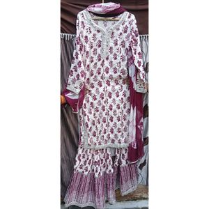 Wine Colour Sharara Set