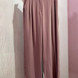 Peach Pink Straight Loose Fit Trousers