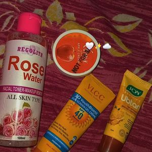 Sunscreen,facewash,rosewater,apple Cream