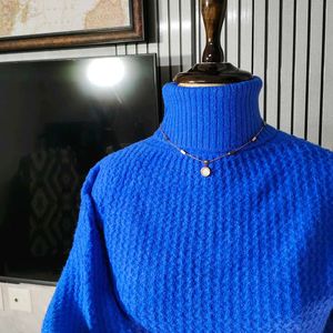 Blue Turtle Neck Woolen Pullover