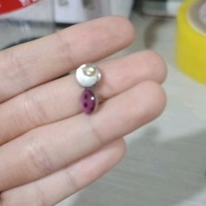 purple smile earring stud