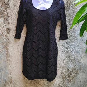 BLACK NET BODYCON DRESS