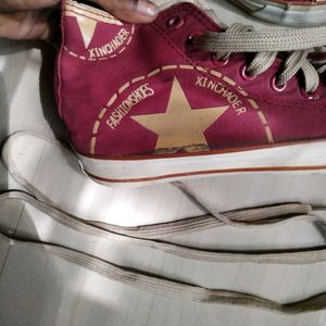 All Star First Copy Canvas Maroon Angle Shoe.