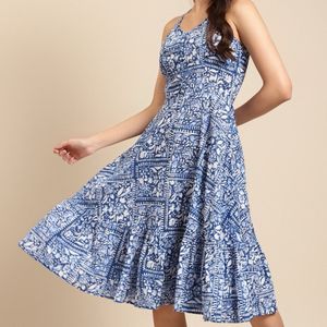 Sleeveless blue dress comfortable cotton to wears