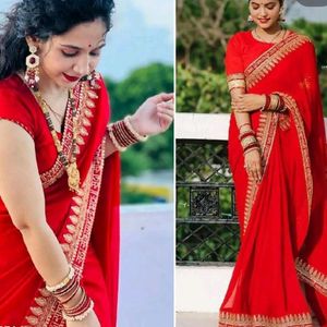 Designer Red Saree