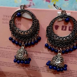 Oxidized Navy Blue Earrings