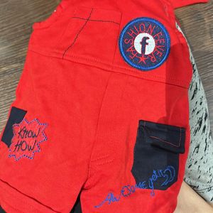 Red Dungaree Set