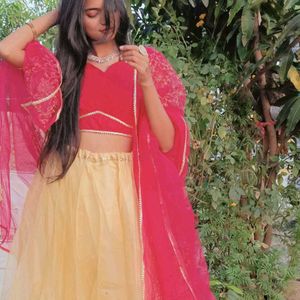 Rose Pink Organza Wedding Lehenga