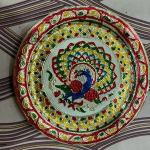 Minakari Peacock Work Pooja Thali (Pack Of 2)