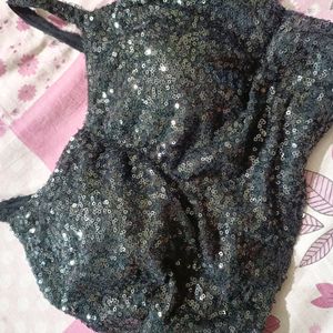 Heavy Sequin Padded Crop Top