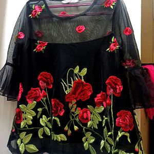 Beautiful Embroidery Net Top