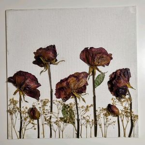 3D Real Rose Art on Canvas Board