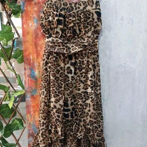 Leopard Print High Low Dress