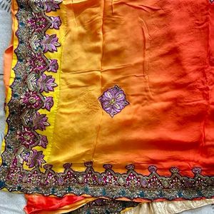 Handwork Heavy Saree For Wedding Reception