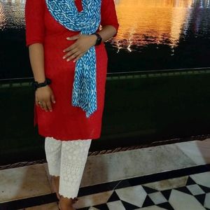 Red Chikankari Kurti